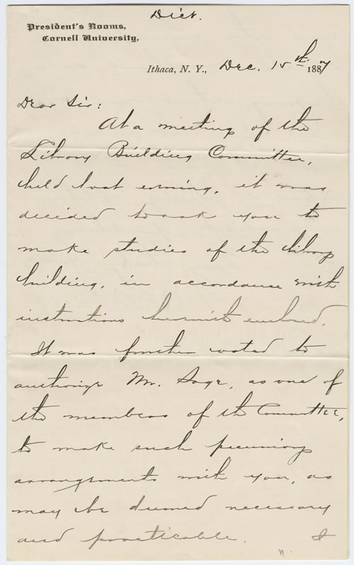 Letter from C. K. Adams to William Henry Miller