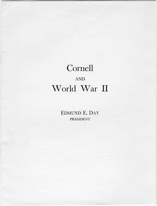 E. E. Day on Cornell in World War II