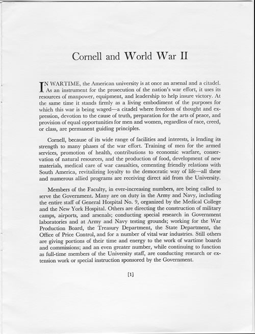 E. E. Day on Cornell in World War II