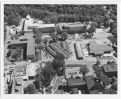 Aerial view of the Engineering Quad, 1957