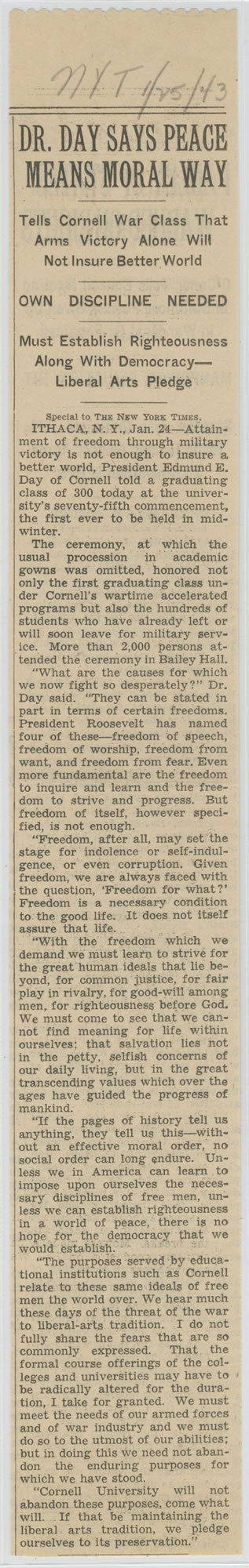 <i>New York Times</i>, January 25, 1943