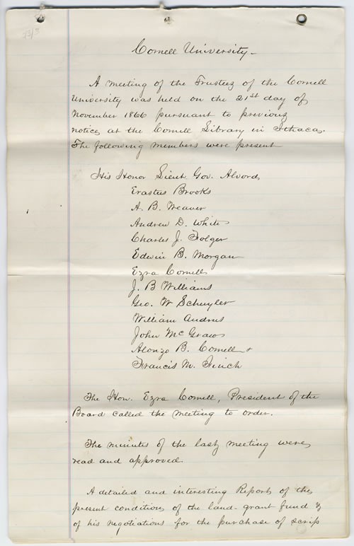 Manuscript minutes of the Board of Trustees, November 21, 1866